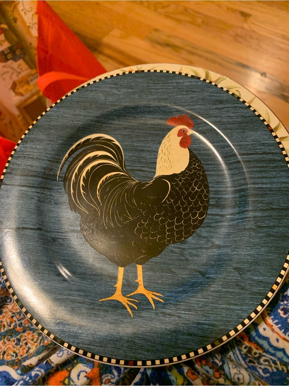 Blue Rooster Decorative Dinner Plate - Farmhouse Style